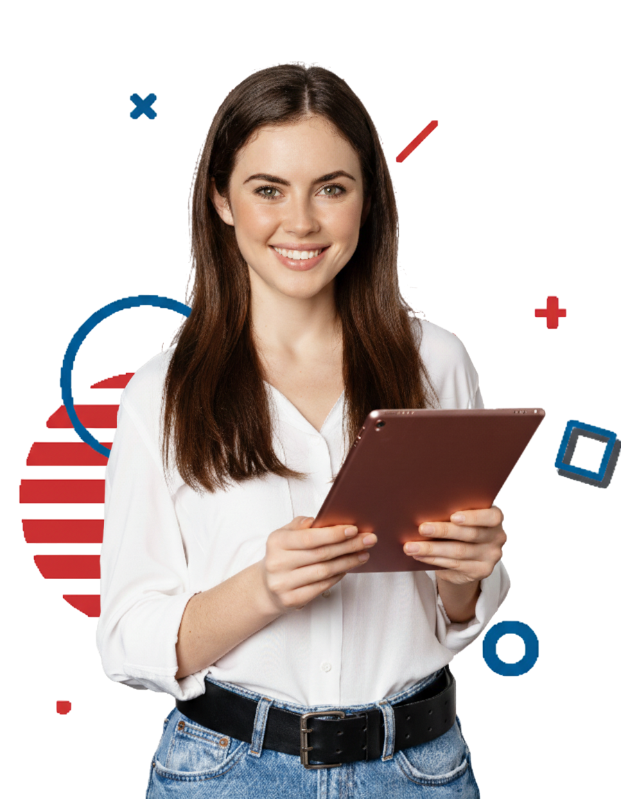 chica de zona clientes con tablet de ays computadores
